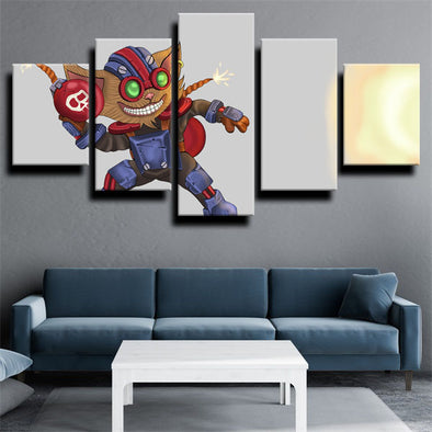 5 panel modern art framed print League of Legends Ziggs home decor-1200 (1)