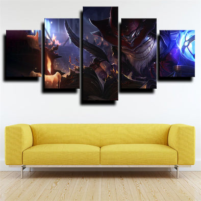 5 panel modern art framed print League of Legends Ziggs wall decor-1200(1)