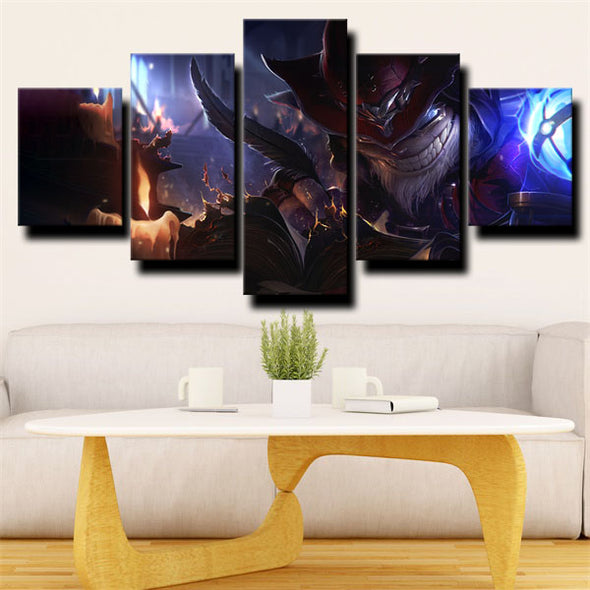 5 panel modern art framed print League of Legends Ziggs wall decor-1200(3)