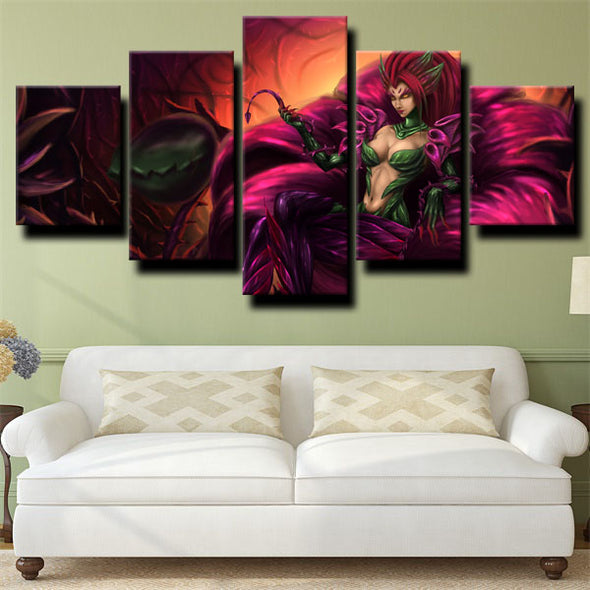 5 panel modern art framed print League of Legends Zyra home decor-1200 (2)