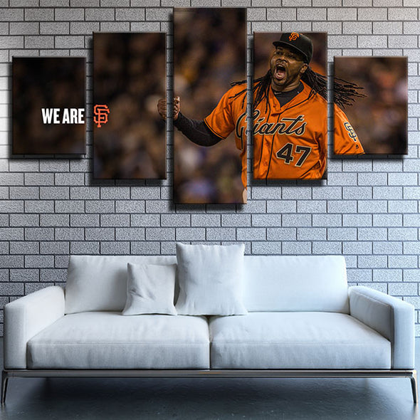 5 panel modern art framed print MLB The G's Johnny Cueto wall decor-1201 (3)