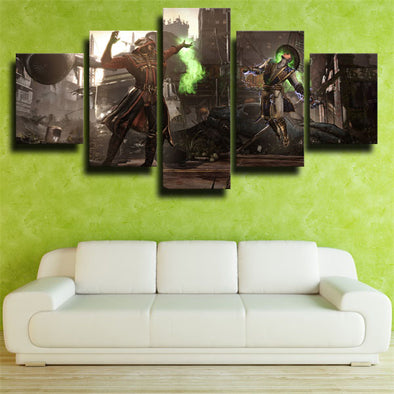 5 panel modern art framed print Mortal Kombat X  characters wall decor-1552 (1)