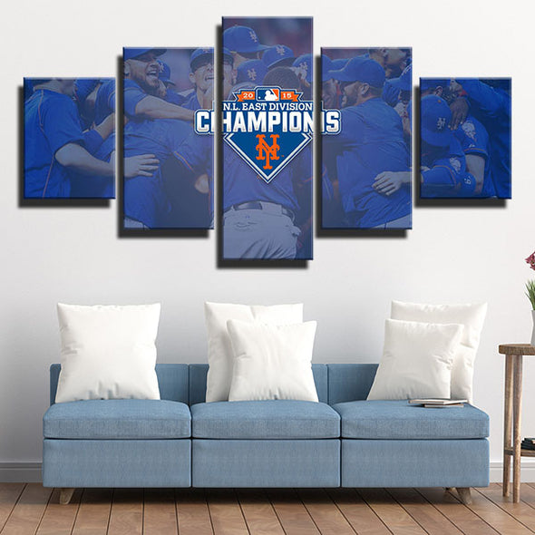 5 panel modern art framed print NY Mets 2015 champion home decor-1201 (1)