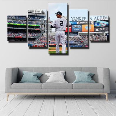  5 panel modern art framed print NY Yankees Shortstop Derek Jeter wall decor-1201 (1)