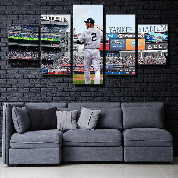  5 panel modern art framed print NY Yankees Shortstop Derek Jeter wall decor-1201 (3)