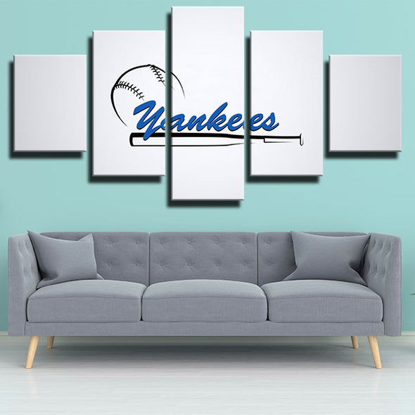 5 panel modern art framed print NY Yankees simple drawing wall decor-1201 (4)