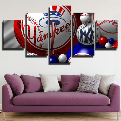 5 panel modern art framed print NY Yankees team standard wall decor-1201 (1)