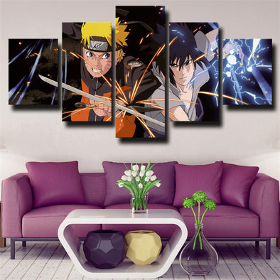 5 panel modern art framed print Naruto Sasuke vs Naruto wall decor-1747 (1)