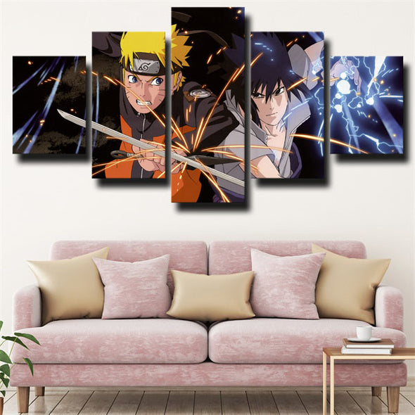 5 panel modern art framed print Naruto Sasuke vs Naruto wall decor-1747 (3)