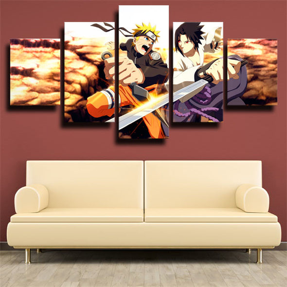5 panel modern art framed print Naruto sasuke with naruto wall decor-1703 (1)