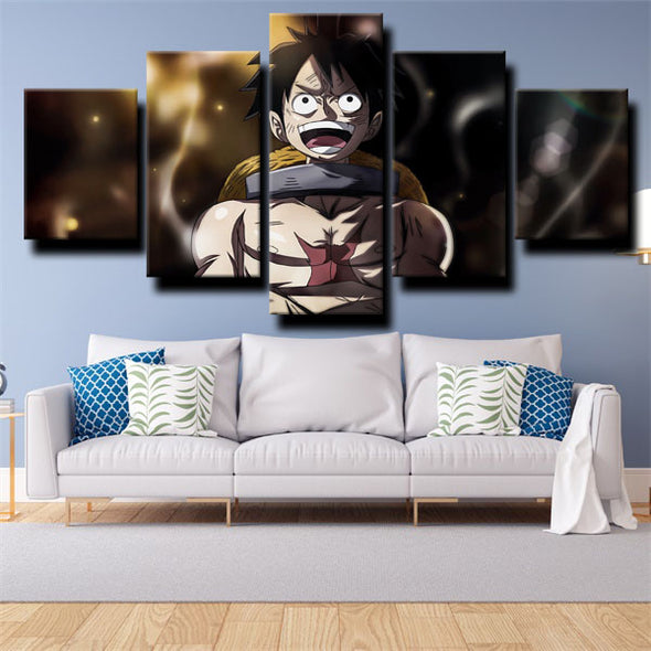 5 panel modern art framed print One Piece Monkey D. Luffy decor picture-1200 (2)