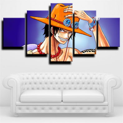 5 panel modern art framed print One Piece Portgas D. Ace wall picture-1200 (1)