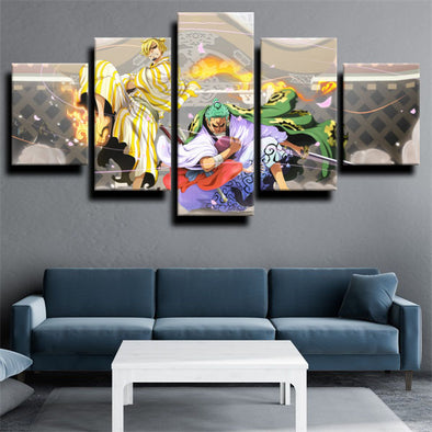 5 panel modern art framed print One Piece Roronoa Zoro decor picture-1200 (1)