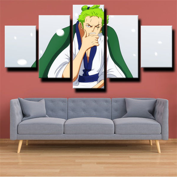 5 panel modern art framed print One Piece Roronoa Zoro wall picture-1200 (2)