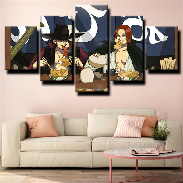 5 panel modern art framed print One Piece Shanks live room decor-1200（3）