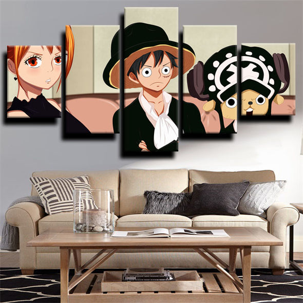 5 panel modern art framed print One Piece Straw Hat Luffy home decor-1200 (3)