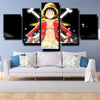 5 panel modern art framed print One Piece Straw Hat Luffy wall decor-1200 (2)