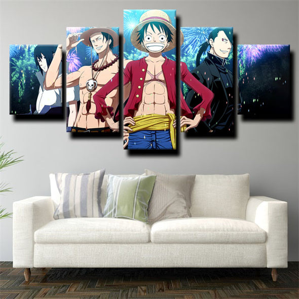 5 panel modern art framed print One Piece Straw Hat Luffy wall picture-1200 (2)