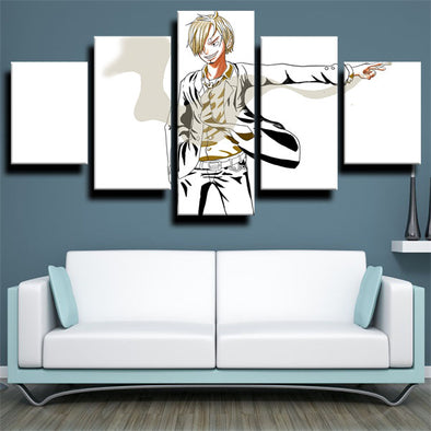 5 panel modern art framed print One Piece Vinsmoke Sanji decor picture-1200 (1)