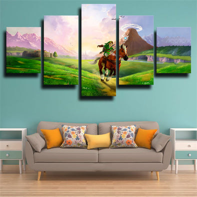 5 panel modern art framed print The Legend of Zelda Link home decor-1616 (1)