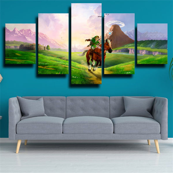 5 panel modern art framed print The Legend of Zelda Link home decor-1616 (2)