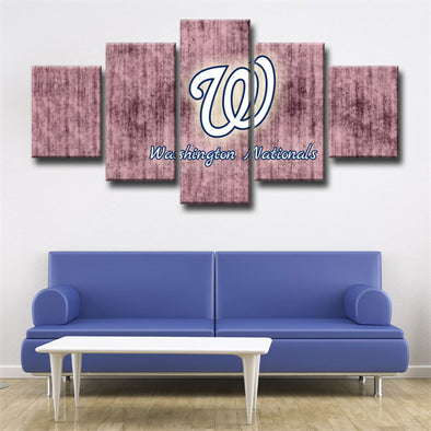 5 panel modern art framed print Washington Nationals  Emblem wall decor  1220 (1)