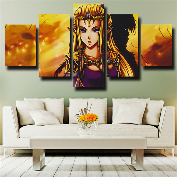 5 panel modern art framed print Zelda Princess Zelda decor picture-1619 (2)