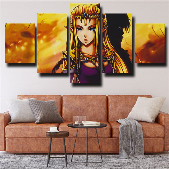 5 panel modern art framed print Zelda Princess Zelda decor picture-1619 (3)