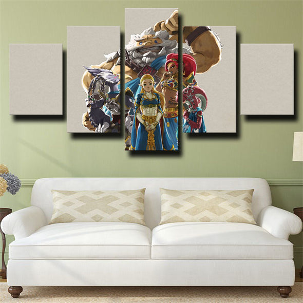 5 panel modern art framed print Zelda full characters wall decor-1603 (3)