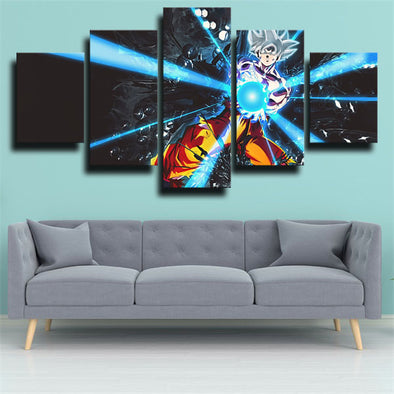5 panel modern art framed print dragon ball Goku Shock wave home decor-2071 (1)