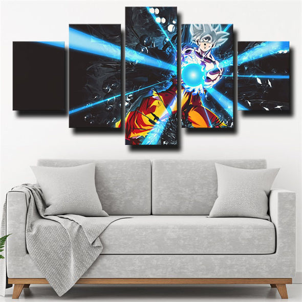 5 panel modern art framed print dragon ball Goku Shock wave home decor-2071 (2)