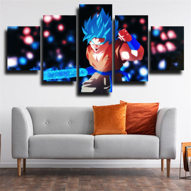 5 panel modern art framed print dragon ball Goku home decor Neon-2047 (1)