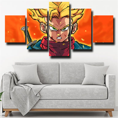 5 panel modern art framed print dragon ball Goku red wall decor-2000 (1)