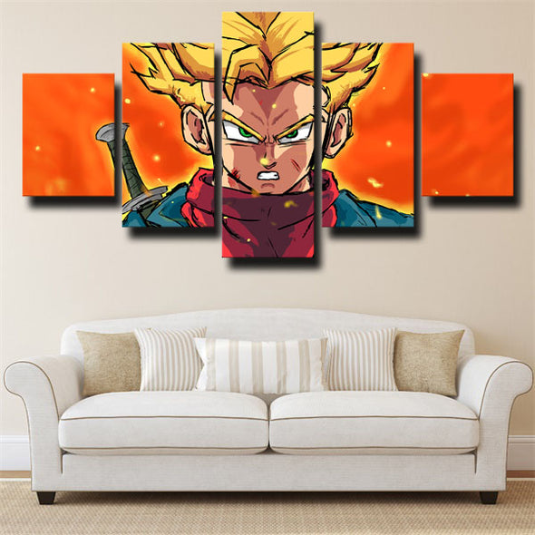 5 panel modern art framed print dragon ball Goku red wall decor-2000 (3)