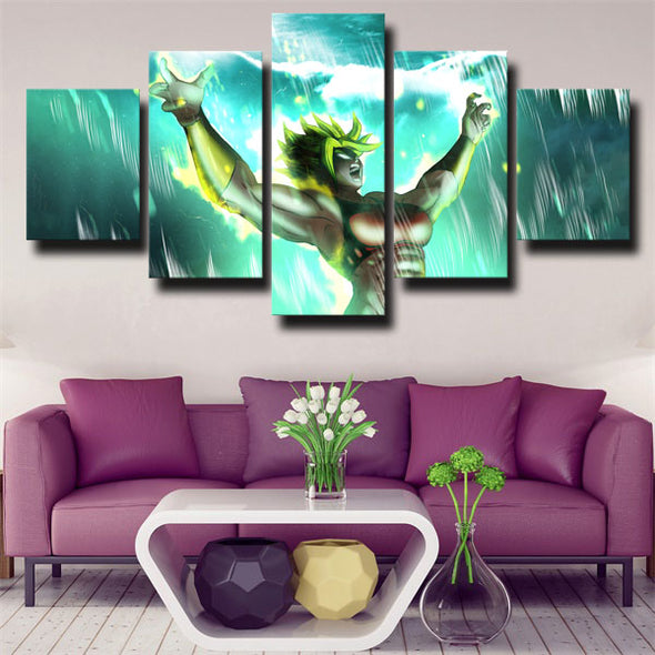 5 panel modern art framed print dragon ball Kale green home decor-2009 (2)