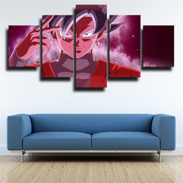 5 panel modern art framed print dragon ball black Goku wall decor-2060 (2)