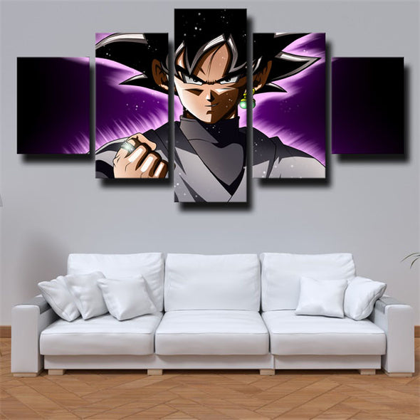 5 panel modern art framed print dragon ball black Goku wall picture-2073 (2)