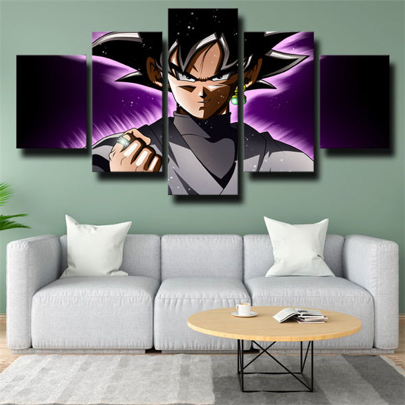 5 panel modern art framed print dragon ball black Goku wall picture-2073 (3)