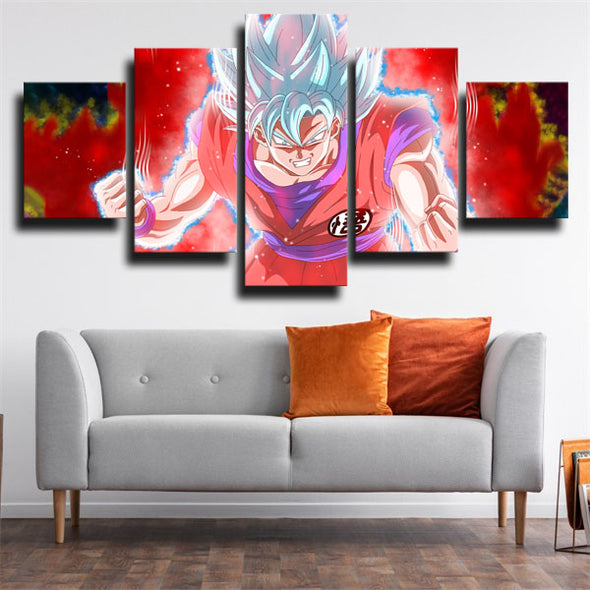 5 panel modern art framed print dragon ball fire Goku live room decor-2072 (1)