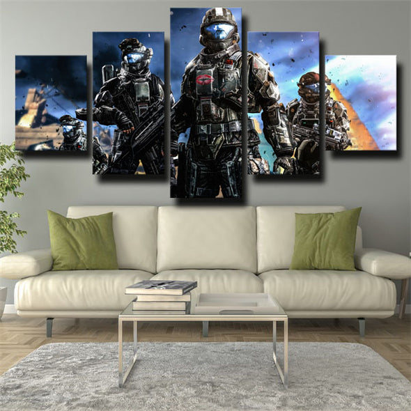 5 panel modern art framed print game Halo Characters wall decor-1503 (2)