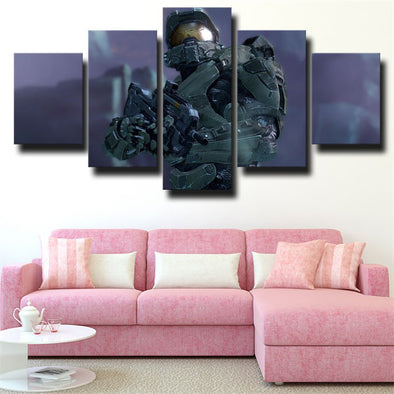 5 panel modern art framed print game Halo Master Chief live room decor-1517 (1)