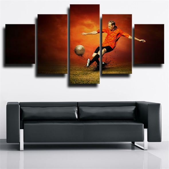 5 panel modern art framed print playing football wall decor-1603 (2)