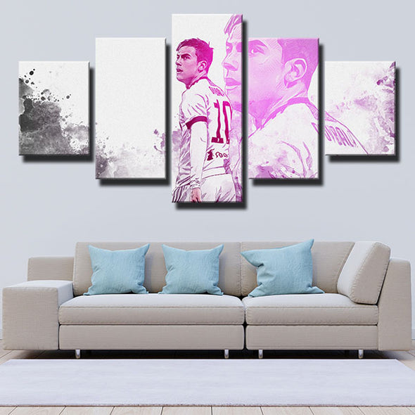 5 panel modern art framed prints Juve pink Dybala decor picture-1290 (2)
