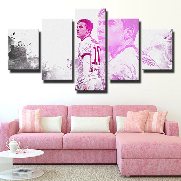 5 panel modern art framed prints Juve pink Dybala decor picture-1290 (4)