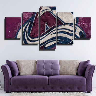 5 panel modern art framed prints Lanches purple line live room decor-1212 (1)