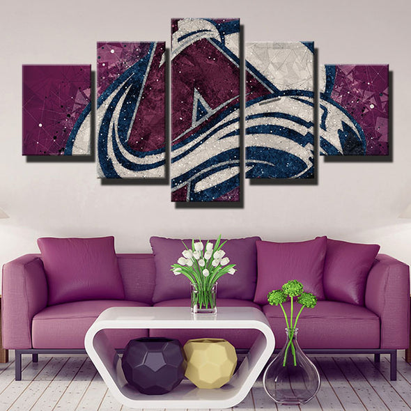 5 panel modern art framed prints Lanches purple line live room decor-1212 (2)
