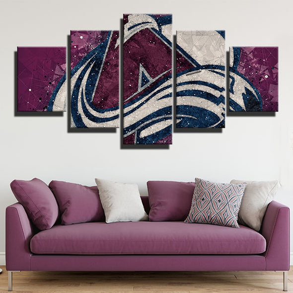 5 panel modern art framed prints Lanches purple line live room decor-1212 (3)