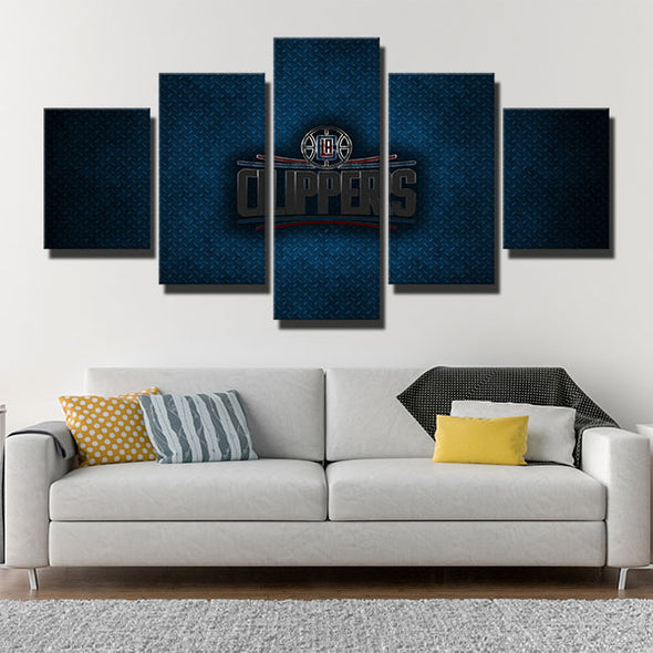 5 panel modern art framed prints Lob City Blue metal decor picture-1219 (3)