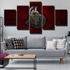 5 panel modern art framed prints Ottawa HC red iron logo wall picture-1209 (4)