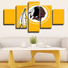 5 panel modern art framed prints Redskins all yellow decor picture-1209 (1)